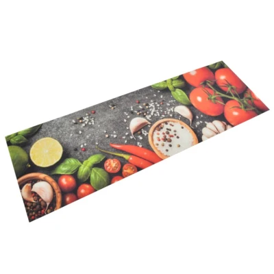 Afbeelding van vidaXL Keukenmat wasbaar groenteprint 60x180 cm fluweel