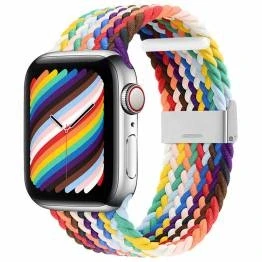 Afbeelding van Verstelbare gevlochten Apple Watch bandje 38/40/41 mm Licht veelkleurig