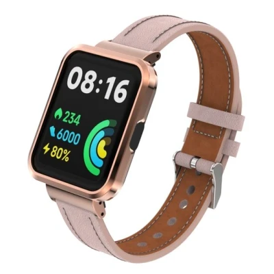 Afbeelding van Leren band met case Rood Xiaomi Redmi Watch 2 (Lite)