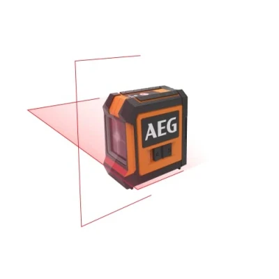 Afbeelding van AEG Lasermeting CLR215 B, bereik 15 m, rode laser, 2 lijnen, met 1 adapter, AA batterijen, opbergetui, klittenband