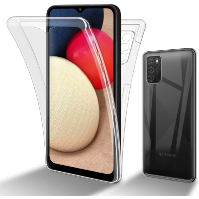 Afbeelding van Cadorabo Hoesje geschikt Voor Samsung Galaxy A02s in TRANSPARANT 360 Full Body Case Cover Beschermhoes en achterbescherming, all round bescherming met displaybescherming