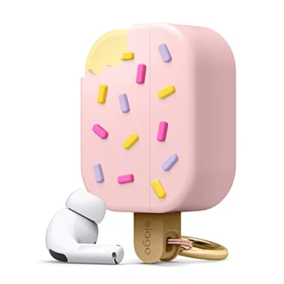 Afbeelding van elago Ice Cream AirPods Pro Hoesje met sleutelhanger Ontworpen voor Apple Case Compatibel (Aardbei)