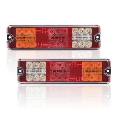 Afbeelding van AOHEWEI 2 Pcs Trailer Achterlichten 12V/24V 27LEDs Super Heldere Waterdichte Richtingaanwijzer/Rem/Reverse/Reverse/Reflector Lamp voor Truck Caravan Van Tractor