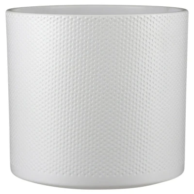 Afbeelding van Mica Decorations Bloempot wit relief keramiek 28 x 26 cm