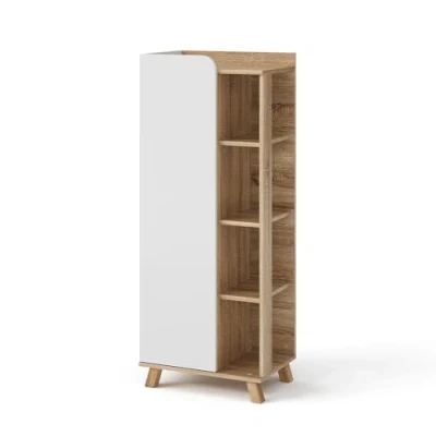 Afbeelding van Vicco Halfhoge kast Karen, Sonoma/Wit, 50 x 128 cm met deur en open vakken