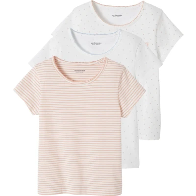 Afbeelding van Vertbaudet Set van 3 shirts voor meisjes met korte mouwen BASICS