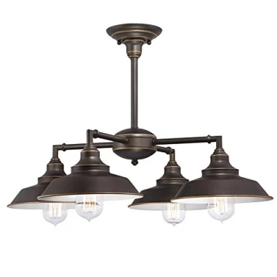 Afbeelding van Westinghouse Lighting 63433 Iron Hill kandelaar voor plafondmontage binnenshuis, uitvoering in geolied brons met accenten,