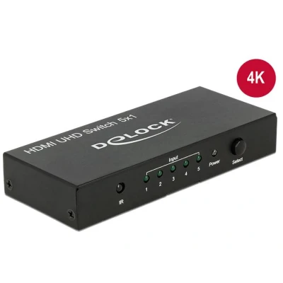 Afbeelding van Delock HDMI UHD Schakelaar 5 x in &gt; 1 uit 4K