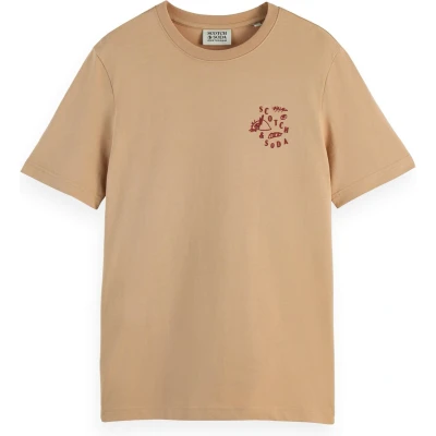 Afbeelding van Scotch &amp; Soda Regular FIT LEFT Chest LOGO Tshirt print, Heren, Maat: XL, Soft camel