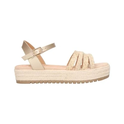 Afbeelding van mtng Amelie Sandalen met plateauzool, Dames, Maat: 38, Sand/champagne Hoogwaardig imitatieleer