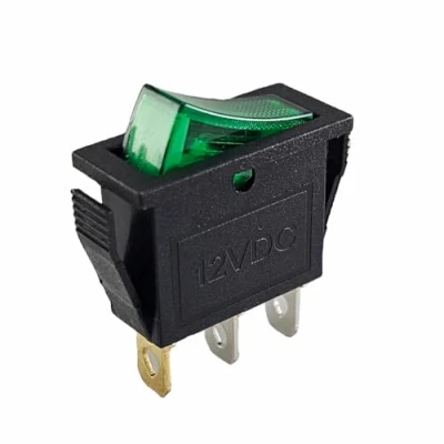 Afbeelding van tuimelschakelaar, 12 V, 16 A, 3 pins groen verlicht, aan/uit