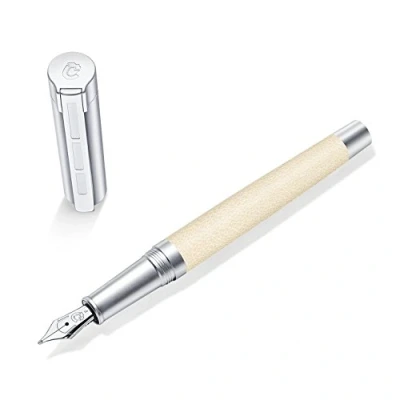 Afbeelding van Staedtler Initium Corium 9PC130F Vulpen, beige leer, F, met luxe geschenkverpakking,