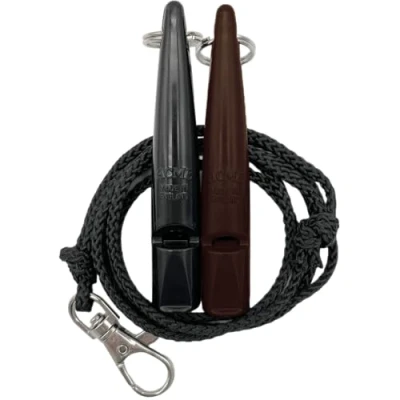 Afbeelding van ACME Hondenfluitje nr. 210,5 met fluitband In dubbelverpakking 2 fluitjes inclusief banden Ideaal voor het terugbellen luid en verreikend (Black + Chocolate Brown)