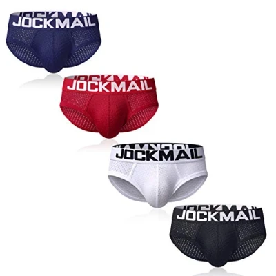 Afbeelding van JOCKMAIL 4 stks/Pack Heren Ondergoed Slips Mesh Lage Taille Comfortabele Zachte Onderbroek M
