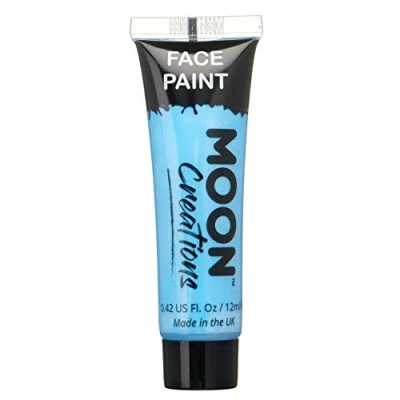 Afbeelding van Moon Creations Tubes voor gezicht en lichaam, kant klare gezichtsverf, dierproefvrij, gezichtsverf kinderen, volwassenen, Halloween meer, hemelsblauw, 12 ml