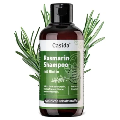 Afbeelding van Casida® Rozemarijn shampoo met biotine, rozemarijnolie tegen haaruitval, voor krachtloos, dunner wordend haar, zonder sulfaten, siliconen, SLS, 200 ml