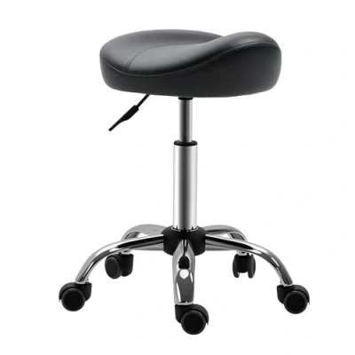 Afbeelding van HOMCOM Rolkruk, in hoogte verstelbare werkkruk met wielen, draaibare salonkruk voor massage kunstleer, zwart, 48 x 54 69 cm