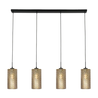 Afbeelding van Freelight Cestino Hanglamp Zwart Goud 4 Lichts