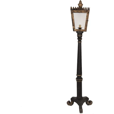 Afbeelding van Clayre &amp; Eef Vloerlamp 44x40x172 cm Zwart Goudkleurig Hout Ijzer Staande Lamp