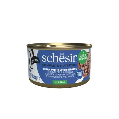 Afbeelding van 12x Schesir Kattenvoer Tonijn en Witvis in Gelei 85 gr