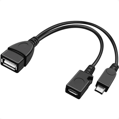 Afbeelding van PremiumCord USB adapterkabel, OTG, aansluiting naar micro contact+micro stekker, kleur zwart, 14 cm