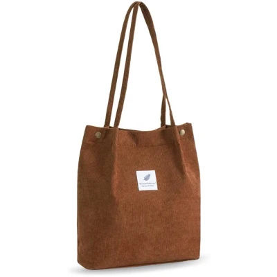 Afbeelding van Boraboi® Stijlvolle en Ruime Canvas Schoudertas met Korduroy Accenten voor Dagelijks Gebruik