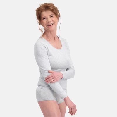 Afbeelding van Comfortabel &amp; Zijdezacht Bamboo Basics Lara Bamboe T Shirts (Multipack 2 stuks) Dames Lange Mouwen Licht Grijs XXL