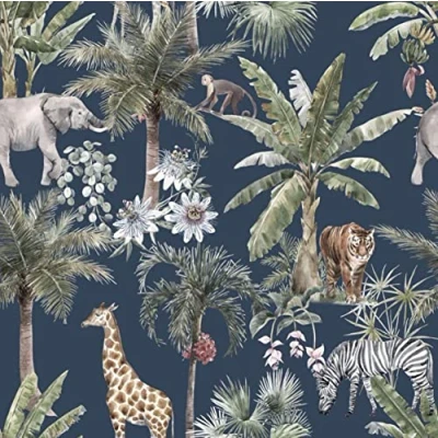 Afbeelding van Melody Jane Poppenhuis Marine Jungle Dier Tropisch Patroon Miniatuur Print Behang 1:12