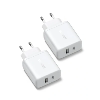 Afbeelding van UGREEN USB C Charger 2 Pack iPhone Snellader Poorten Oplader PD 20W Adapter GaN Stekker voor 16, 16 Pro, Pro Max, 15, 15 14, 13, 12, iPad, Galaxy S24, S23 Pixel 9