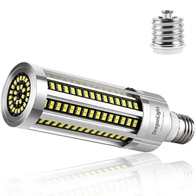 Afbeelding van 60 W Super Bright Corn Light LED waaierloos (vervangt 500 watt) E27 lamp met E40 adapter 6000 K Koel Wit 7.200 lumen voor gebiedsverlichting Garage Workshop Street
