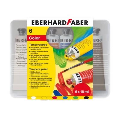Afbeelding van Eberhard Faber Ef 575505 Plakkaatverf 6 Kleuren Tube 18 Ml