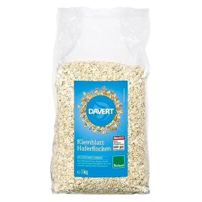 Afbeelding van Davert Kleinblatt Bioland Havermout, 1 kg, gemaakt van volle haverkorrel, waardevol volkorrel product, 100% biologische kwaliteit (1 x kg)