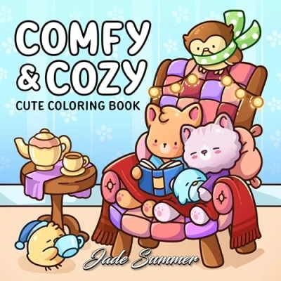Afbeelding van Comfy &amp; Cozy: Coloring Book for Adults and Teens with Cozy Scenes Cute Animal Characters Relaxation