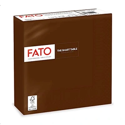 Afbeelding van FATO Papieren servetten 2 Veli, chocolade, 50 stuks, 33 x cm, linnen, eenheid: