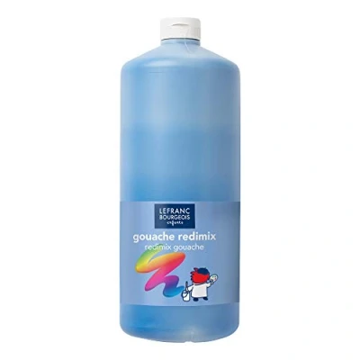 Afbeelding van Lefranc Bourgeois 188047 Redimix plakkaatverf, Tempera kinderverf, gebruiksklare gouacheverf, 2000 ml fles Cyan