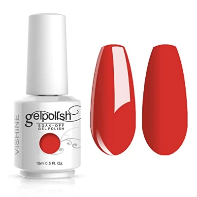 Afbeelding van Vishine Nagellak, semi permanent, soak off, UV, LED, gel, polish, nail art, roodachtig oranje (1022)