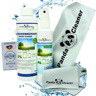 Afbeelding van PandaCleaner Laptop Cleaning Kit 100ml display Spray + 250ml Refill TV beeldschermreiniger &amp; 2 x schermreiniger doeken voor het reinigen van (complete set)