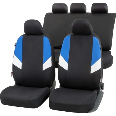 Afbeelding van Autostoelhoes Cala complete set, universele autostoelhoezen zwart blauw, stoelhoezen polyester