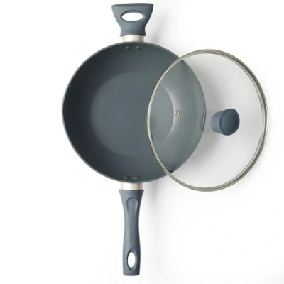 Afbeelding van Salter Wok 28 cm Non Stick Induction geschikt Marino No Oil aluminium glazen deksel
