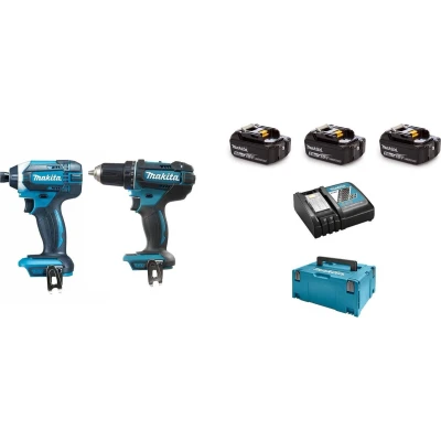Afbeelding van Makita DLX2127TJ1 Combiset DDF482 18v Boor /schroefmachine + DTD152 slagschroevendraaier 5,0 Ah accu (3 st), snellader, Mbox