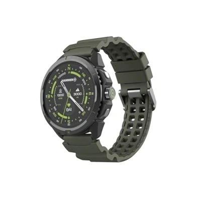 Afbeelding van Hammer Watch 2 Military Edition, GPS, AMOLED Gorilla glas 1,5 inch, grote 530 mAh batterij, tot 15 dagen gebruik met één lading, 5 ATM weerstand, SOS knop, LED zaklamp, groen, 1.5 zoll