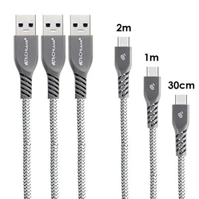 Afbeelding van TECHGEAR gevlochten USB C kabel voor Tab A 10.5 [ZILVER]
