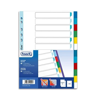 Afbeelding van Favorit 400132500 Universele perforatiemap voor ringbanden met 12 neutrale gekleurde inkepingen, binnenformaat A4, van polypropyleen (niet giftige kunststof)