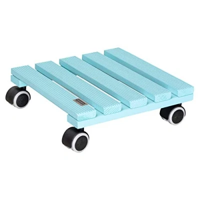 Afbeelding van WAGNER Plantentrolley aqua SPLASH 28 x 8 cm I binnenbloemenroller antislip rolplank kuiproller van FSC® massief hout, splash/turkoois draagvermogen 100 kg Made in EU 20020601