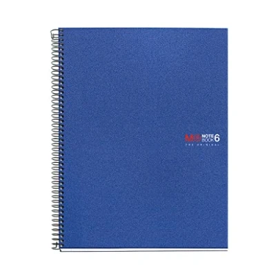 Afbeelding van Miquelrius Notitieboek A4 The Original, 6 gekleurde strepen, ondoorzichtige polypropyleen omslag, afmetingen 210 x 297 mm, 4 boringen, 150 vellen à 70 g/m², dwars gelinieerd 7 blauw
