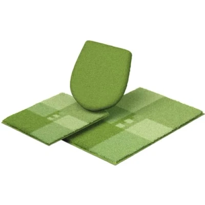 Afbeelding van Linea Due badkleed, ultra zacht en absorberend, anti slip, MERKUR, 3 delige set met uitsparing SET, groen