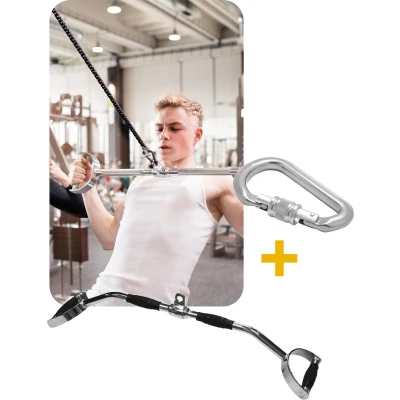 Afbeelding van MIRO® Lat Pulldown Bar Stang Rug Bicep Fitness Handgreep 75 CM Multifunctioneel + Karabijnhaak