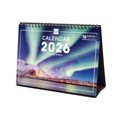 Afbeelding van Finocam Desktop Calendar 2026 Month to View January December + Sep. Dec. 2025 (4 months) reduced Images Nature International