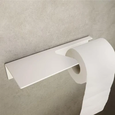 Afbeelding van Designfabrik Hamburg Toiletrolhouder Zonder Boren I Zelfklevende WC Rolhouder Modern Ontwerp Badkamer Accessoires (Mat Wit, met plankje)