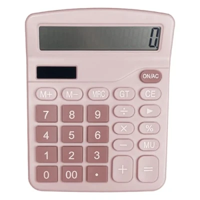 Afbeelding van Gvolatee Zakrekenmachine, tafelrekenmachine met 12 cijferig groot lcd display, mini rekenmachine, standaardfunctie, grote toetsen, voor kantoor, thuis en school, roze